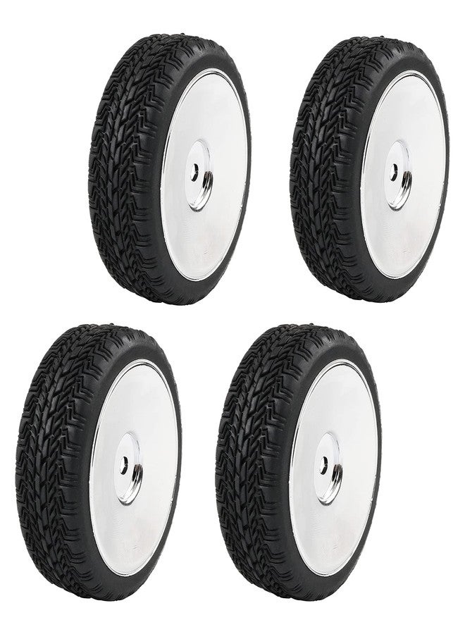 Rowiz 4PCS 12mm Hub Silver Rim & Tires RC Car Tires 1/10 On Road Racing Touring Car Disc Wheel Tyre w/Foam Inserts - Image 1